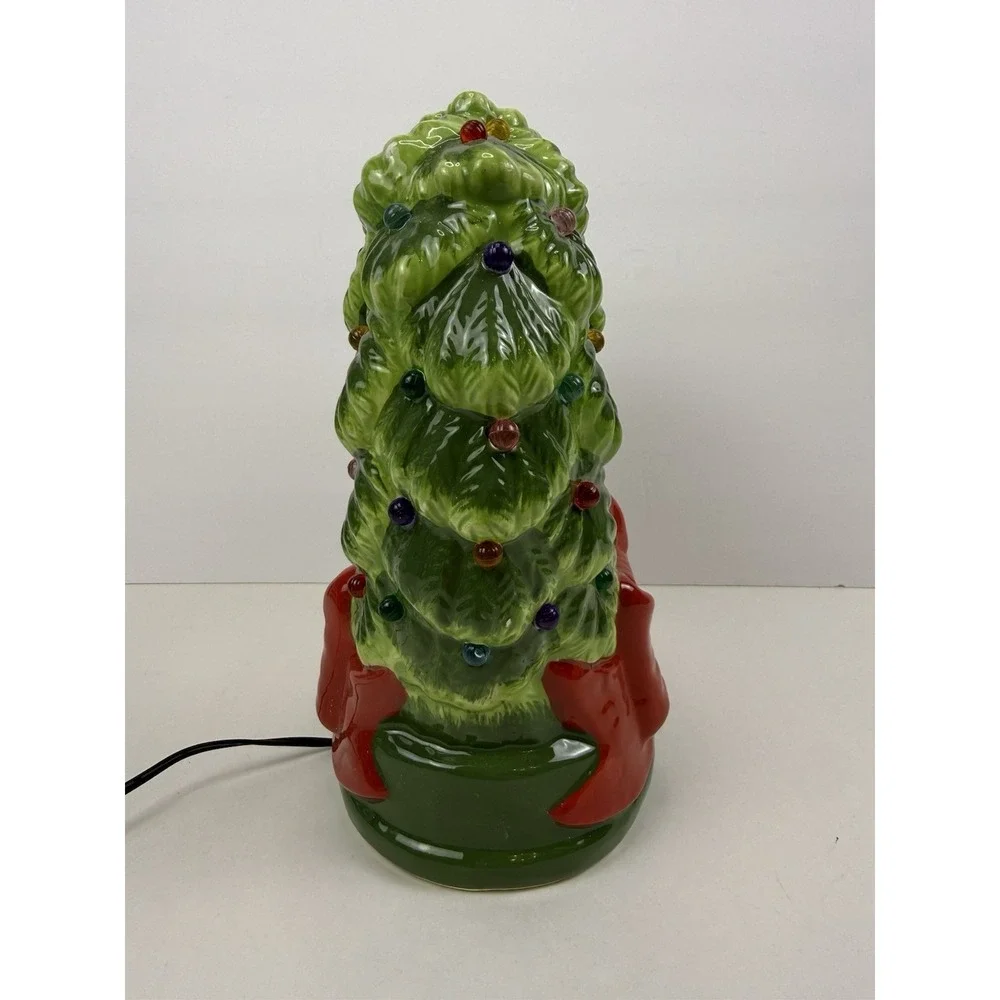 Vintage Green Ceramic Multi-color Lighted Mr. Christmas Wreath